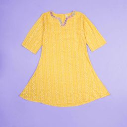KiddoPanti Girls Bandhani Printed Bandhani Fusion A-Line Kurta-picture-8
