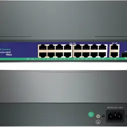 HANUTECH 16-Port PoE Switch, 2 Gigabit Uplinks, 1 SFP Slot, Fast Ethernet 16 Ports 1000 Mbps Network Switch-43