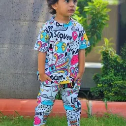 ZIKIGO Unisex Kids Printed T-shirt with Trousers-44