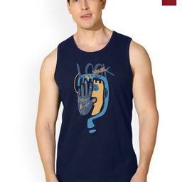 SLOWLORIS Pack Of 2 Printed Round Neck Sleeveless Bio-Wash Cotton Gym Vests-picture-41