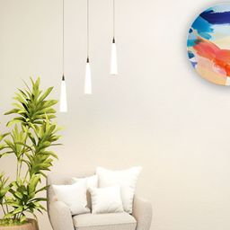 THE QUIRKY HOME Blue & White Swirling Color Brush Printed Ceramic Wall Plates-image-45