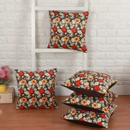 WISE HOME Brown Set of 5 Velvet Square Cushion Covers-image-30