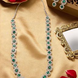 AMI Silver-Plated Austrian Diamonds Studded Jewellery Set-49