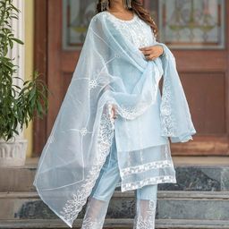 snizvi Women Embroidered Regular Kurti with Salwar & With Dupatta-image-78