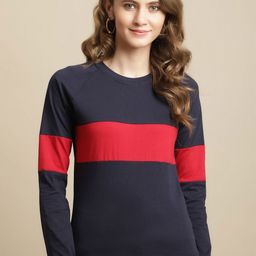 Dreambe Women Striped Round Neck Cotton T-shirt-picture-49