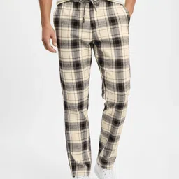 glitchez Men Checked Straight Fit Trousers-picture-2