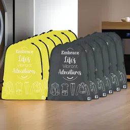 Aura Yellow & Grey 12 Pieces Printed Foldable Water Resistant Multi-Utility Laundry Bags-18