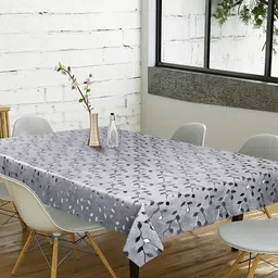 LooMantha Grey Floral Waterproof Plastic 6-Seater Table Cover-picture-33