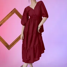 Raiyani Enterprise Tiered V-Neck Fit & Flare Maxi Dress-picture-42