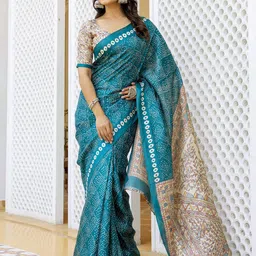 KALINI Women Bandhani Print Cotton Silk Saree-picture-31