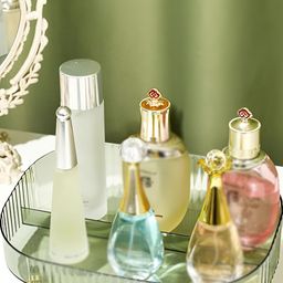HOUSE OF QUIRK Green & Transparent Textured Acrylic Oval Makeup Organiser-31