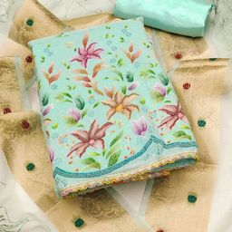 SHADOW & SAINING Floral Printed Organza Unstitched Dress Material-image-19