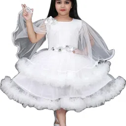 BABY HOME Girls Polyester Fit and Flare Dresses-12