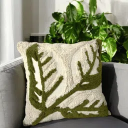 LUSHLYF White & Green Set of 2 Quirky Square Cushion Covers image 2