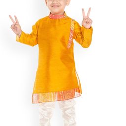 BAESD Boys Mandarin Collar Sequinned Straight Kurta With Trousers-57