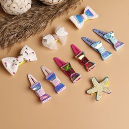 Jewelz Girls Pack of 10 Bow & Star Shape Tic Tac Alligator Hair Clip-14