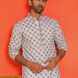Jompers Men Geometric Embroidered Sequinned Kurta-picture-10