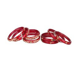 SOMIL Set Of 8 Red Alloy Artificial Stones and Beads Antique Bangles-image-94