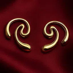 ISHTAARA Set Of 3 Stainless Steel Gold-Plated Korean Contemporary Studs-picture-18