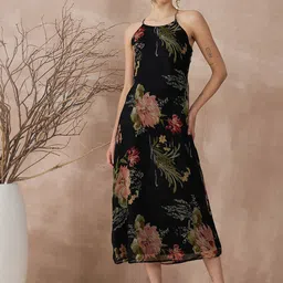 ZYNG Women Floral Printed Georgette A-Line Maxi Dress-picture-33