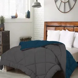 CHICERY Grey & Blue Geometric Microfiber AC Room 200 GSM Single Bed Comforter-image-20