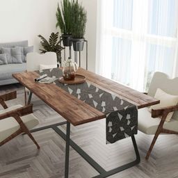 STITCHNEST Grey & Black Geometric Printed Table Runner image 3