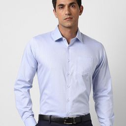 Van Heusen Men Spread Collar Vertical Striped Cotton Formal Shirt-picture-14