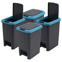 Kuber Industries Grey & Blue 4 Pieces Pedal Dustbins - 7L Each-image-53