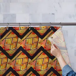 ArtzFolio Yellow & Black Geometric Printed Waterproof Shower Curtain-14