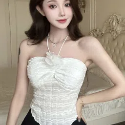 KPOP Women Self Design Off Shoulder Neck Sleeveless Crop Top-image-76
