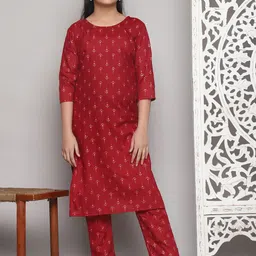 LADY SHOPI Girls Printed Regular Kurti with Pyjamas-image-23