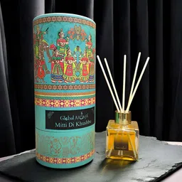 GLOBAL AROMA Blue & Red Mitti Di Khushbu Reed Aroma Oil Diffuser & Sticks 100ml image 3