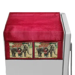 Kuber Industries Maroon Elephant Printed Scratch Resistant With 6 Utility Side Pockets-image-28