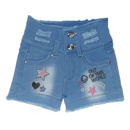 Arshia Fashions Girls Washed Slim Fit High-Rise Denim Denim Shorts-42