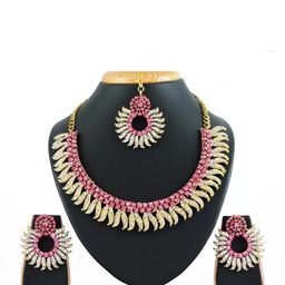 VATSALYA creation Women Necklace and Earrings With Maang Tika-image-63