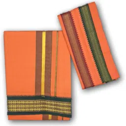 exclusive Cotton Color in three rudrahsham borders 2Mtr Single-4 Angavastram/Towel 1.80 M. Men Dhoti-image-65