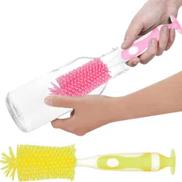 kuber industries Silicone Cleaning Bottle Brush with Detachable Baby Brush|Pack of 2|Multicolor-picture-2
