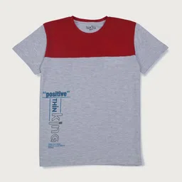 Palm Tree Boys Colourblocked Round Neck Cotton T-shirt-image-99