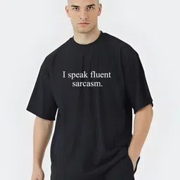 Stitchmeashirt Men Fluent Sarcams Printed Drop-Shoulder Sleeves Oversized T-shirt-image-13