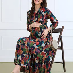 MomToBe Print Liva Maternity Fit & Flare Maxi Dress-picture-37