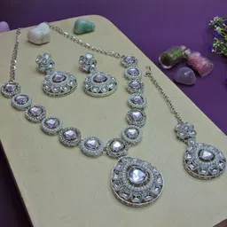 Anouk Rhodium-Plated Stone-Studded Jewellery Set-picture-25