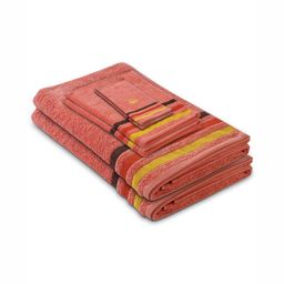 United Colors of Benetton Rust & Yellow Striped Cotton 450 GSM Towel Set-picture-16