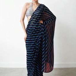 Mitera Striped Poly Georgette Designer Saree-picture-16