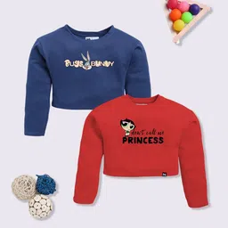 YK X Minute Mirth Girls Set of 2 Printed Crop Sweatshirts-71