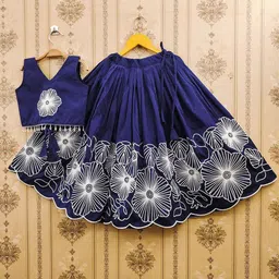 BAESD Girls Embroidered Thread Work Ready to Wear Lehenga &-17