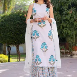 Sidhidata Floral Printed Straight Kurta With Sharara & Dupatta-picture-27