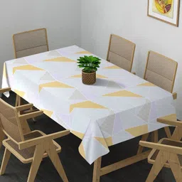 Arrabi White & Yellow Printed 8-Seater Table Cover-38