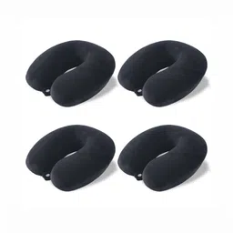 Aura Black 4 Pcs Memory Foam Filled Cotton Travel Pillow-22