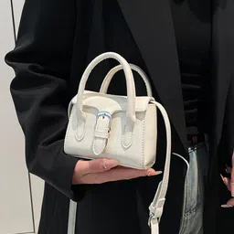 DressBerry Buckle Detailed PU Structured Handheld Bag-37