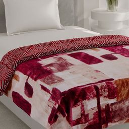 Monte Carlo Pink & Black Abstract Printed AC Room 350 GSM Single Bed Blanket-picture-15